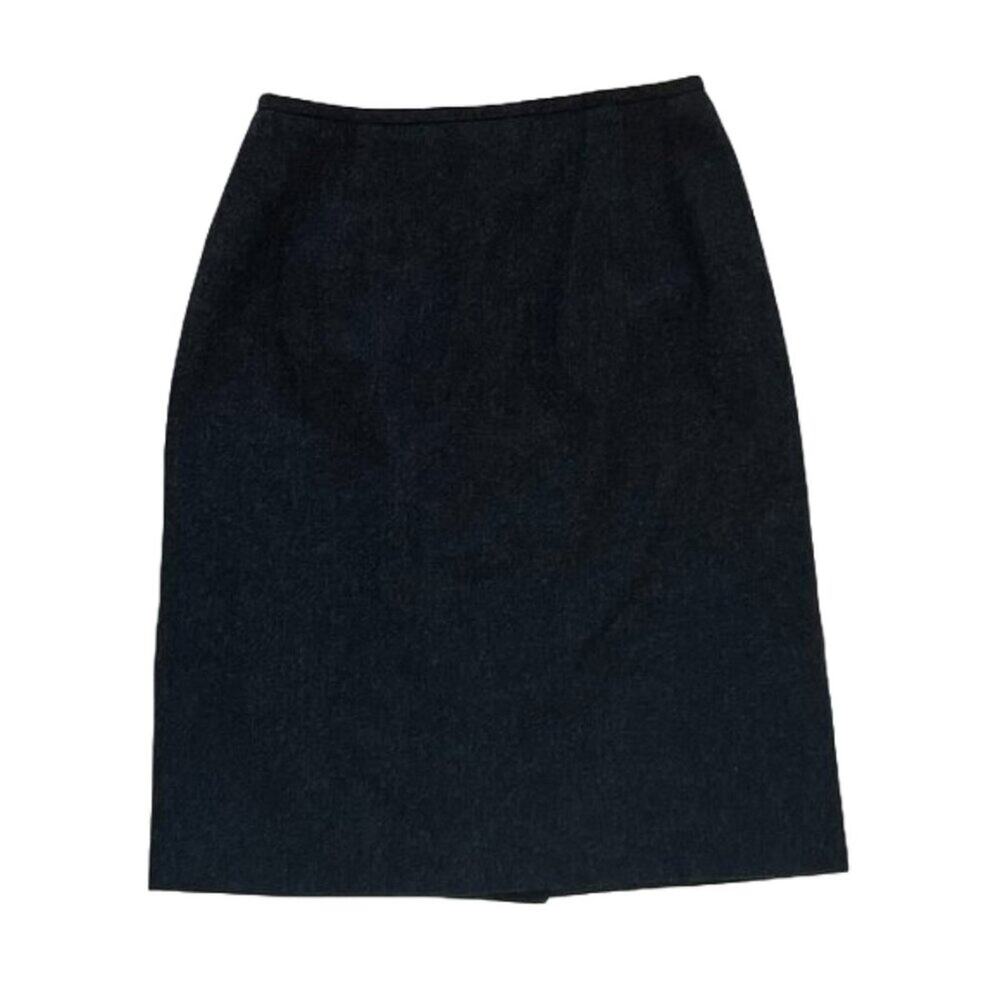 Jones Wear Dark Gray Wool Pencil Skirt, Back Slit, Zipper, Lined, Career, 12